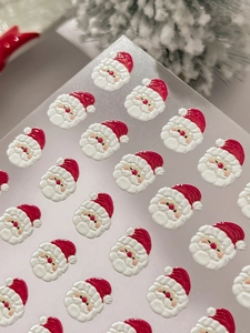 Détails de stickers nail art 3D Père Noël avec décor festif de sapin de Noël