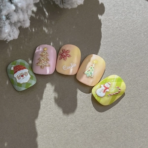 3D relief Christmas nail art stickers featuring Santa, snowmen, and festive patterns
