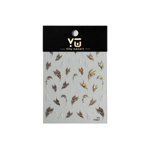 3D embossed butterfly nail stickers YT6821 with laser starlight effect and floral patterns