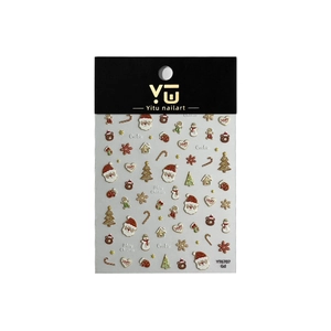 Christmas nail stickers with 3D embossed Santa, tree and gingerbread designs on white