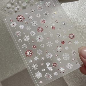 Sparkling Christmas snowflake nail stickers with 3D crystal gold stamping for winter manicure