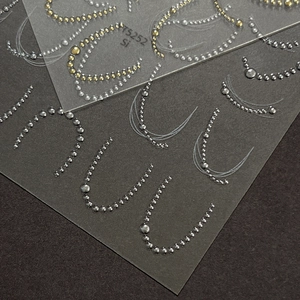 French style gold and silver metallic chain nail art stickers for professional manicure