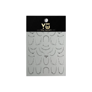 3D metallic silver chain nail art stickers with U-shaped bead designs for DIY manicure