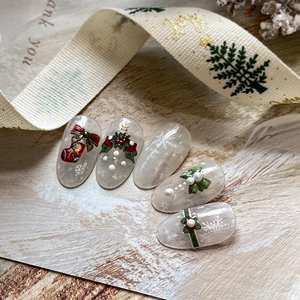 Christmas jelly shell press-on nails set with 3D holiday elements and festive motifs