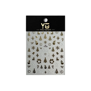 3D embossed Christmas tree and reindeer nail art stickers with gold and silver foils