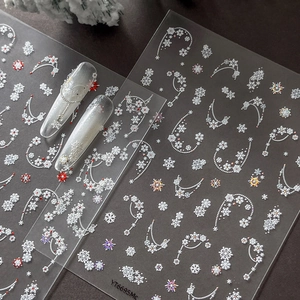 5D Relief Weihnachten Schneeflocke Nagelkunst Aufkleber Gold Silber Französisch Maniküre Decals Winter Festliche DIY Nagel Deko