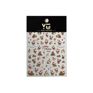 3D embossed Christmas nail stickers featuring Santa, snowman and festive holiday patterns
