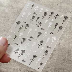 3D embossed rose nail art sticker YT6864 with floral patterns and artistic lettering