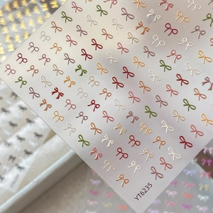 3D embossed bow nail art stickers in colorful macaron shades model YT6235