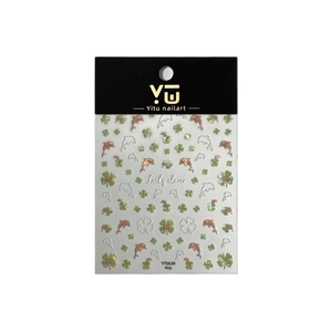 Cute dolphin and lucky clover nail art stickers with glitter shell finish on white card