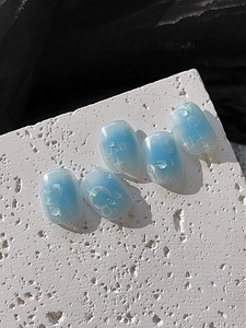 Détails d'autocollants 3D bulles bleues avec motifs d'étoiles sur une base de pierre