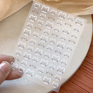 Adesivi per unghie gatto cartone animato minimalisti con trama in PET trasparente