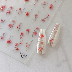 Autocollants à Ongles Fleur de Magnolia Bronzage Doré Style Chinois Doux Décalcomanies Florales pour Ongles pour Femmes DIY