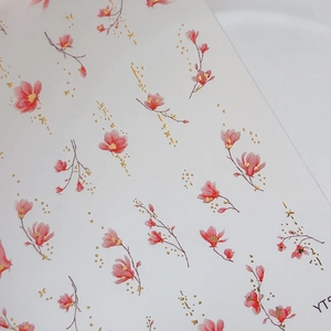 Autocollants à ongles magnolia dorés élégants avec motifs floraux roses style chinois