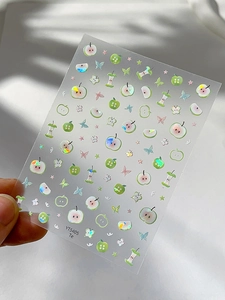 Detail of YT5405 shell luster apple nail stickers with holographic butterfly and stars