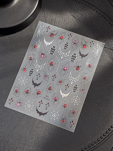 Detail of YT5355 spider and web nail art stickers for Halloween manicure design