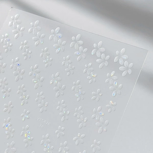 Minimalistische weiße Muschelblumen-Nagelaufkleber mit Laser-Hologramm-Effekt YT5478
