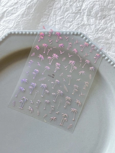 Holografische Palmen-Nagelaufkleber mit tropischen Motiven für die Sommer-Maniküre