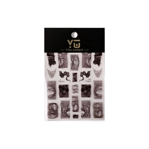 Professional black lace and smoke pattern nail art sticker set on white background