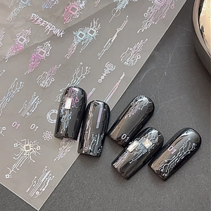 Cyberpunk Circuit Board Nail Art Stickers Laser Holographic Metallic Tech Design Y2K DIY Manicure Decoration For Women