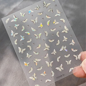 Holographic butterfly nail art stickers with aurora laser effect for DIY manicure design