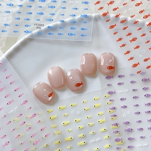 Cartoon Fish Nail Art Stickers Cute Colorful Ocean Sea Animal Transparent Self-Adhesive Printed Manicure Decals For Women DIY Nail Decoration