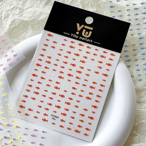 Cute orange fish nail art stickers with 3D relief on transparent backing YT5944