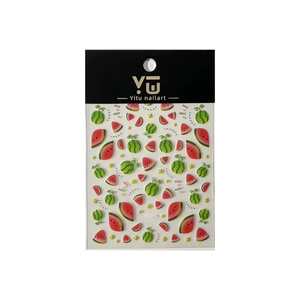 3D embossed watermelon nail art stickers with cute fruit patterns and floral details