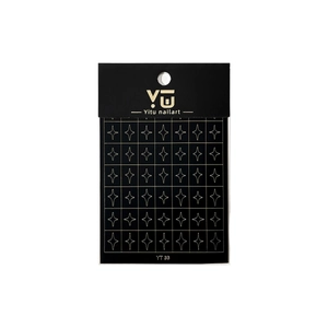 Minimalist silver star nail stickers featuring black backing and YT99 model display