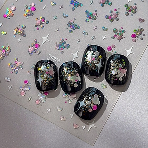 Laser Pailletten Gelee Nagelaufkleber Herz Stern Funkelnd Dopamin Stil Nageldekoration Für Damen DIY Maniküre Zubehör