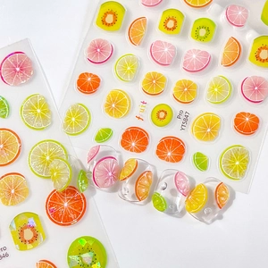 Summer Fruit Slice Nail Art Stickers 3D Embossed Designs For Women DIY Manicure Decoration Vibrant Adhesive Nail Tips