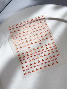 Autocollants à ongles cerises rouges et nœuds mignons pour manucure DIY auto-adhésive