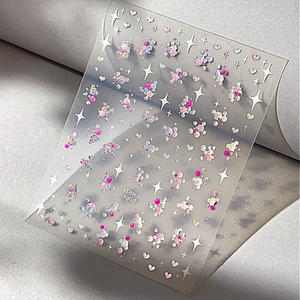 Glitzernde Herz und Stern Nagelaufkleber mit silberrosa Pailletten YT4963 Dekor