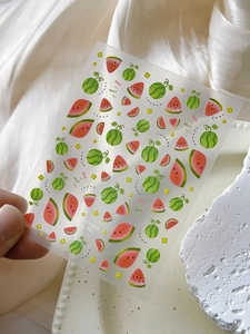 Adesivi per unghie anguria YT5895 con motivi di frutta fresca e piccoli fiori gialli