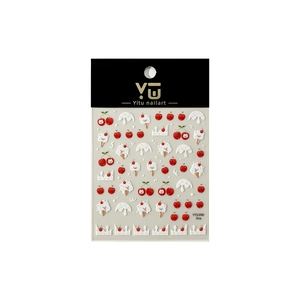 3D embossed nail art stickers featuring cute cherries, ice cream, and cream patterns