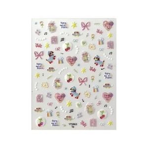 Cute colorful heart and bow nail art stickers with butterfly and tulip patterns