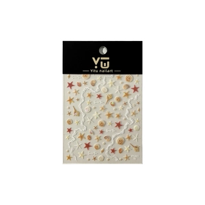 Starfish and seashell nail art stickers with shimmering finish in ocean theme