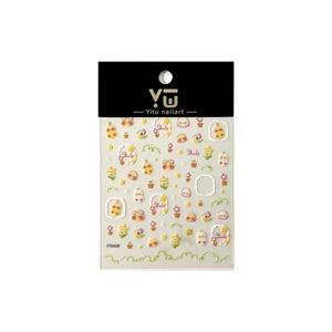 3D embossed duck nail stickers with cute cartoon patterns of flowers and stars on white background