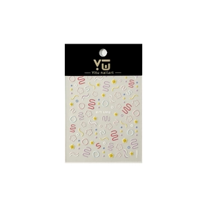Stickers à ongles 3D colorés avec motifs floraux et lignes en tons de bonbons