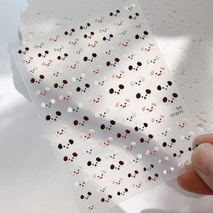 Cute cartoon panda and pig nail stickers on transparent film for minimalist nail art