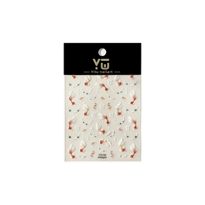 5D embossed koi fish nail art stickers with 3D pearl accents and red gold design