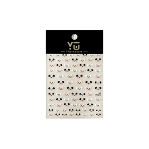 Cartoon animal nail art stickers with 3D panda and dog designs on white background