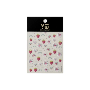 Sweet strawberry and bowknot 3D nail art stickers with heart patterns, model YT5520
