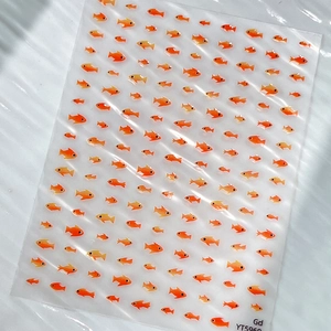 3D embossed orange goldfish nail art stickers with crystal texture for DIY manicure