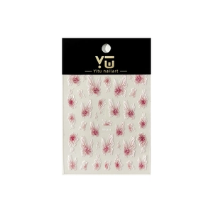 3D embossed nail stickers featuring pink butterflies and flowers with gold logo packaging
