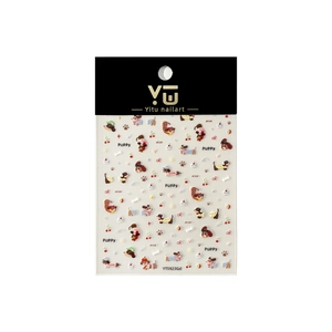 5D embossed puppy nail art stickers with cute cartoon dogs hearts and bone motifs