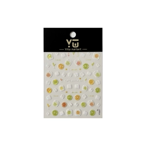 Sparkling summer lemon theme nail art stickers with 3D shell light citrus patterns