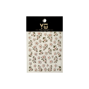 3D embossed cherry blossom nail art stickers with white floral patterns and pink accents