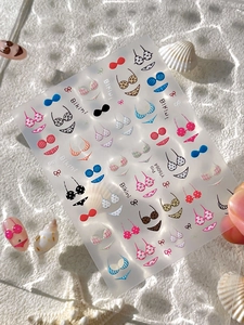 Autocollants de nail art bikini de plage d'été avec accessoires de coquillages
