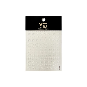 3D embossed white bow nail stickers YT5604 with elegant minimalist daily design
